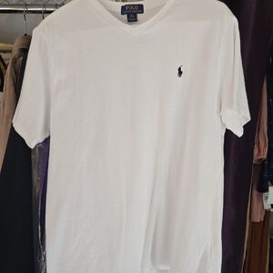 Polo by Ralph Lauren Boys White V-Neck T-Shirt, XL (18-20)